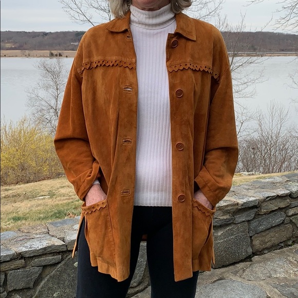 Vintage MARIO VALENTINO suede jacket with detail - Picture 1 of 7